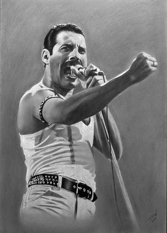 Freddie Mercury Drawing - Queen Live Aid 85 by JPW Artist