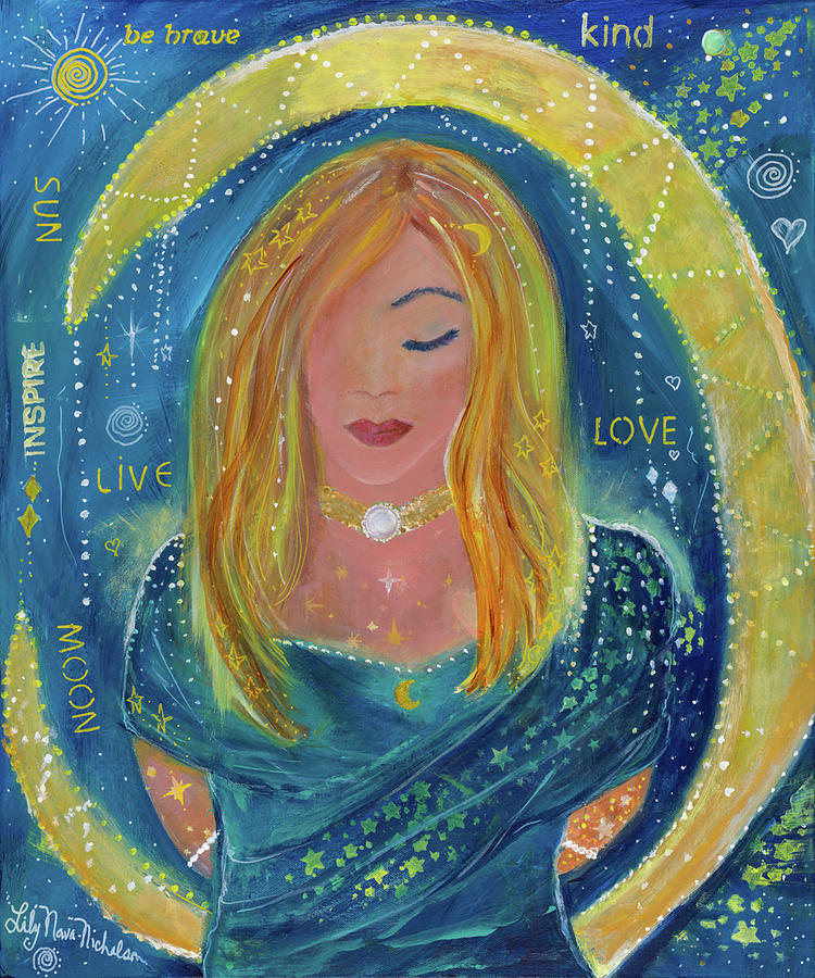 Live by the Sun, Love by the Moon Painting by Lily Nava-Nicholson