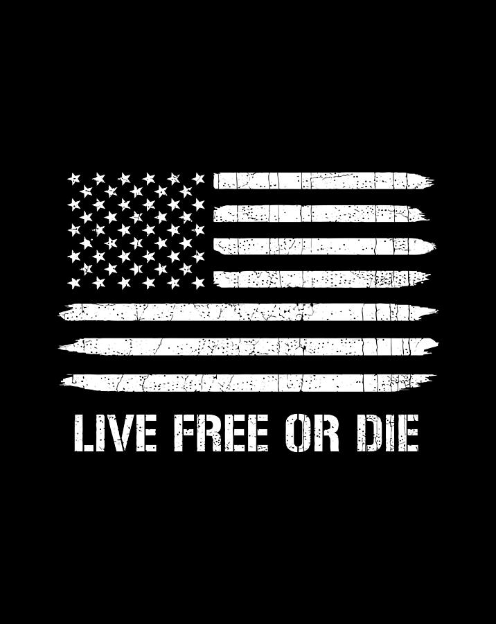 Live Free Or Die 2Nd Amendment American Flag Drawing by Tintin Bjorklund