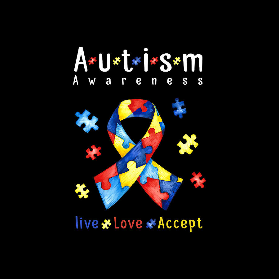 Live, love, accept, Autism Awareness Month Digital Art by Drew Bogan -  Pixels