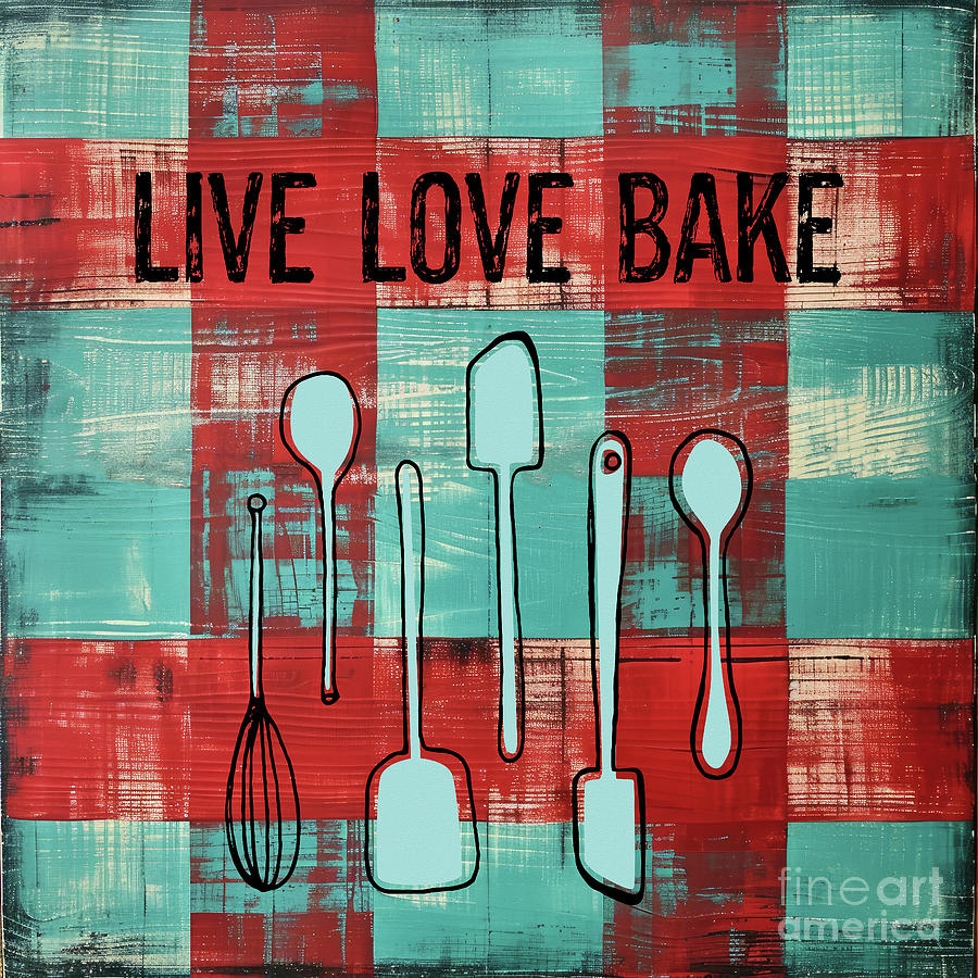 Kitchen Quotes Painting - Live Love Bake by Tina LeCour