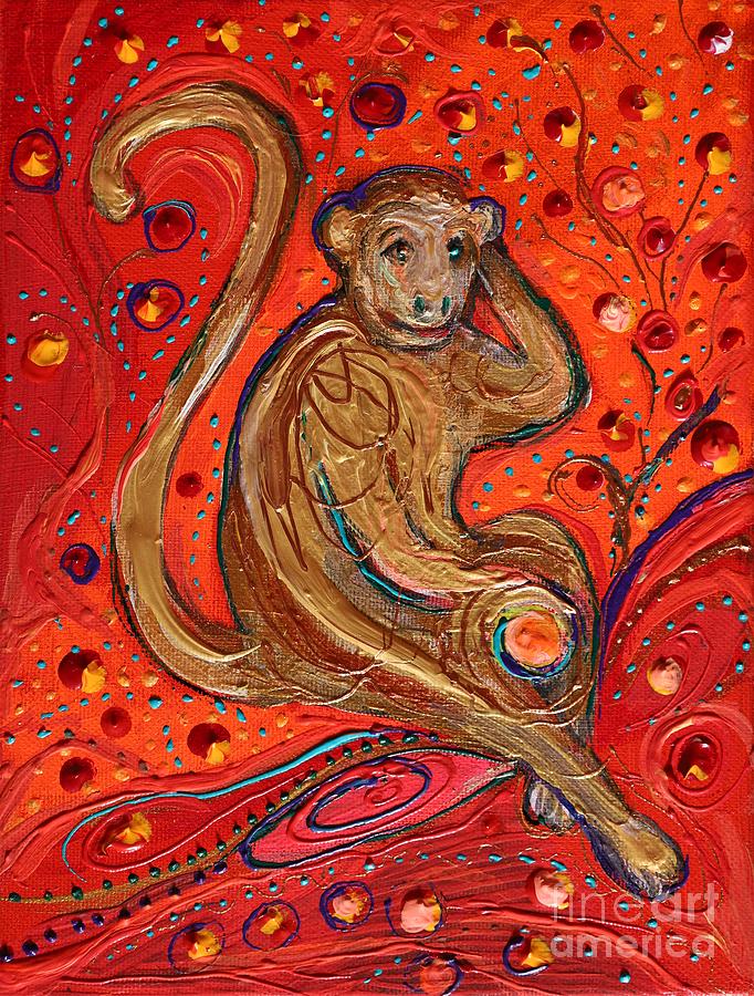 Live Totem #9. The Monkey Painting by Elena Kotliarker