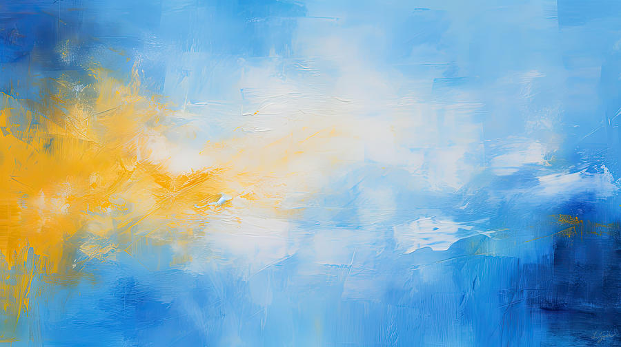 Live Your Best Life Art - Blue and Yellow Art - New Beginning Art Painting by Lourry Legarde