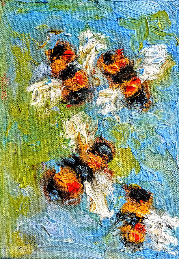 Painting of Lively bees Painting by Mary Cahalan Lee - aka PIXI