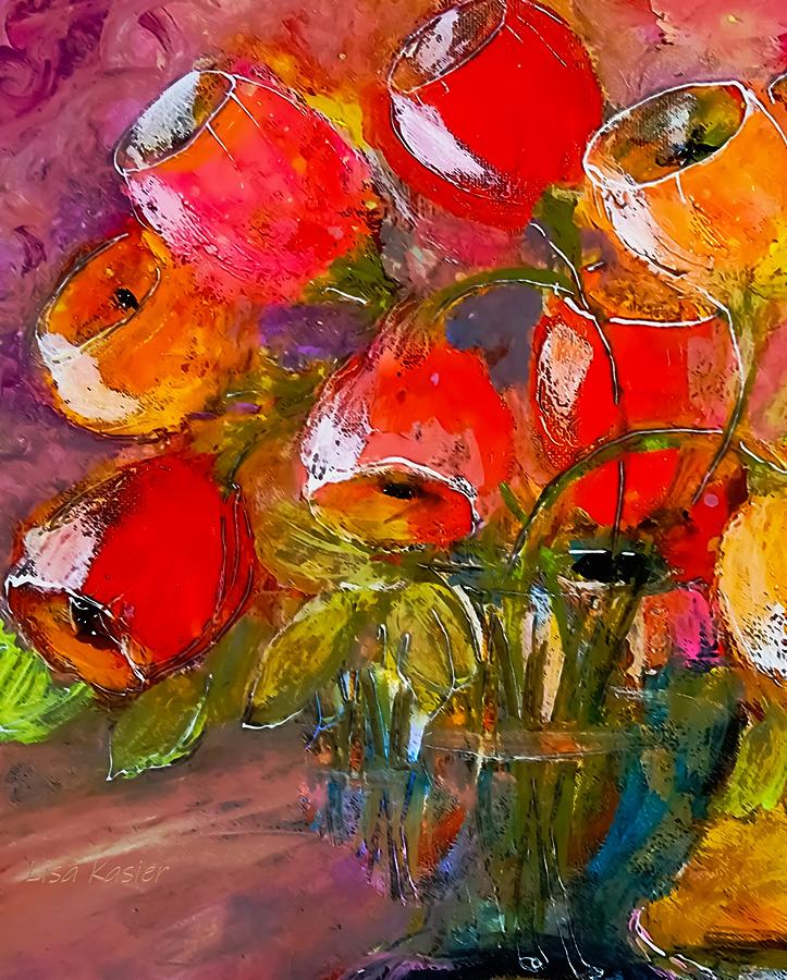 Lively Imaginative Floral Still Life Pop Art Painting by Lisa Kaiser