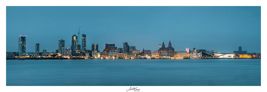 Liverpool City Blue Hour Panorama Photograph