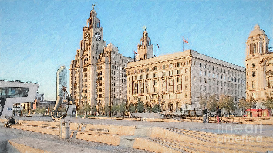 Liverpool, Pier Head - Royal Liver And Cunard Buildings Photograph by Philip Preston