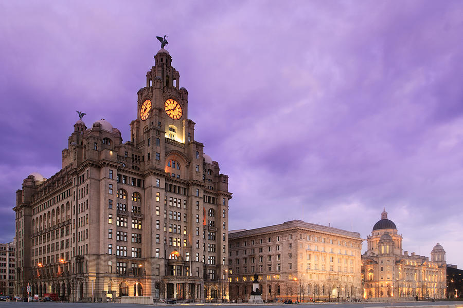 Liverpool Purple City Skyline Pier Head Photograph by Pictures from Phil Orr Photography