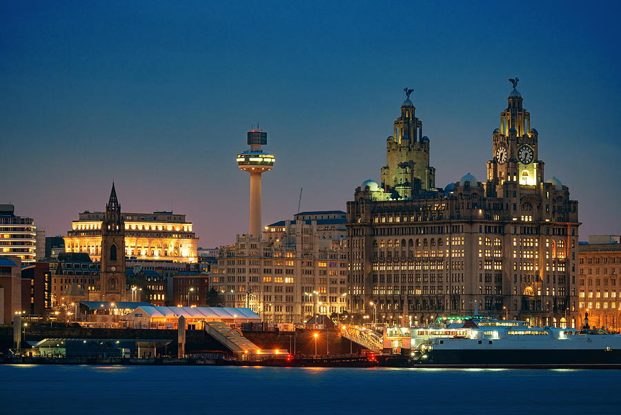 Liverpool Royal Liver Building at night Photograph by Songquan Deng