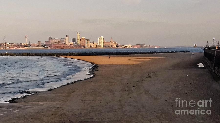 Liverpool Skyline from the Beach Photograph by Joan-Violet Stretch