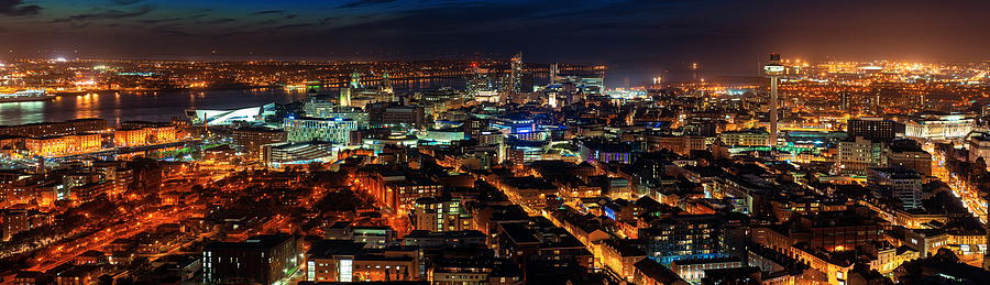 Liverpool skyline rooftop night view Photograph by Songquan Deng