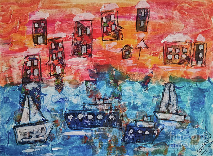 Living by the Sea Mixed Media by Mimulux Patricia No