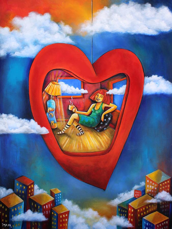Heart Painting - Living In Love by Jennifer Main