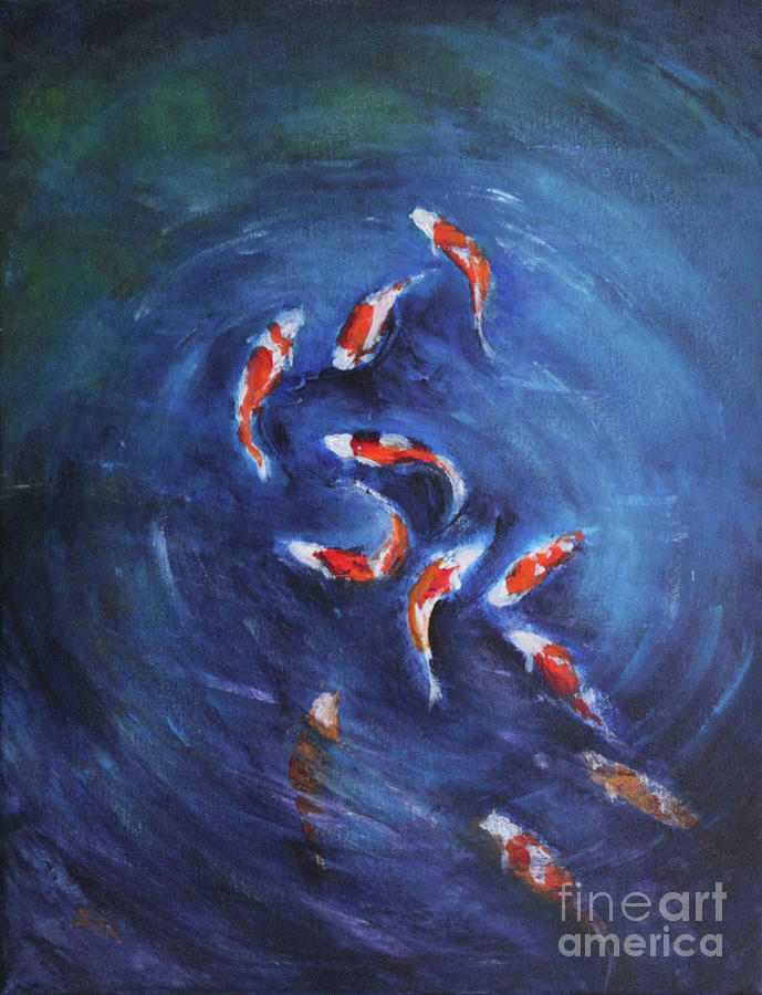Living Jewel Koi IV Painting by Jane See