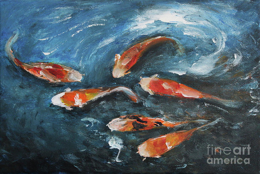 Living Jewel Koi V Painting by Jane See
