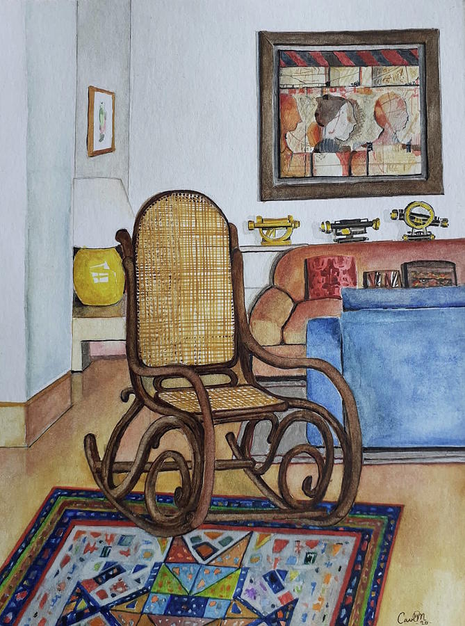 Living room. Grandparents rocking chair Painting by Carolina Prieto Moreno