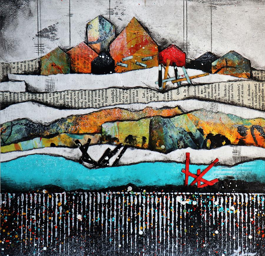 Collage Landscape Mixed Media - Living Together by Laura Lein-Svencner