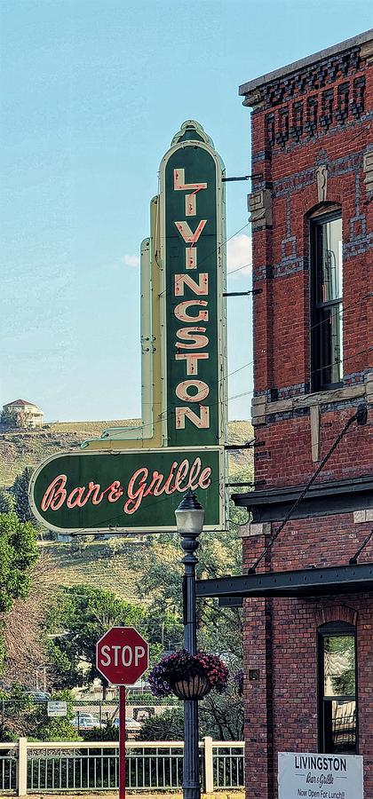 Livingston Bar and Grill Sign Photograph by Kathy Barney