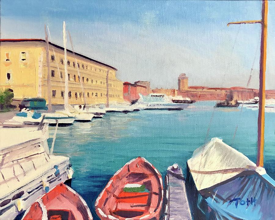 Livorno Harbor Painting by Laura Toth