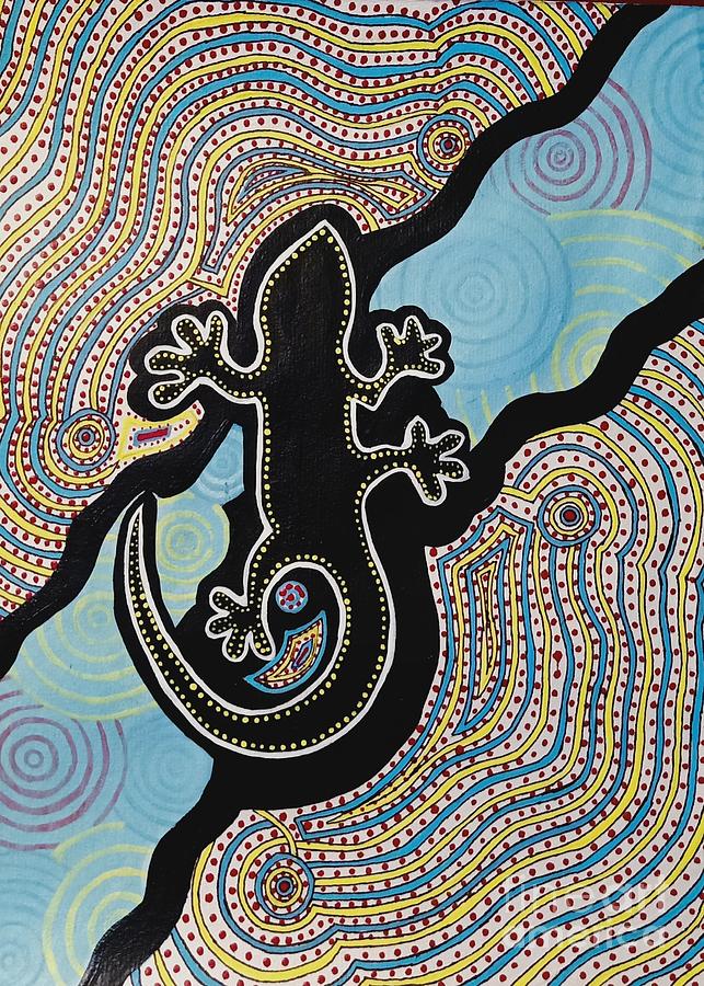 Lizard aboriginal art Painting by Renuka Kaushal
