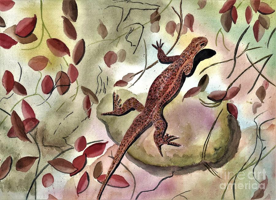 Reptile Painting - Lizard by L A Feldstein