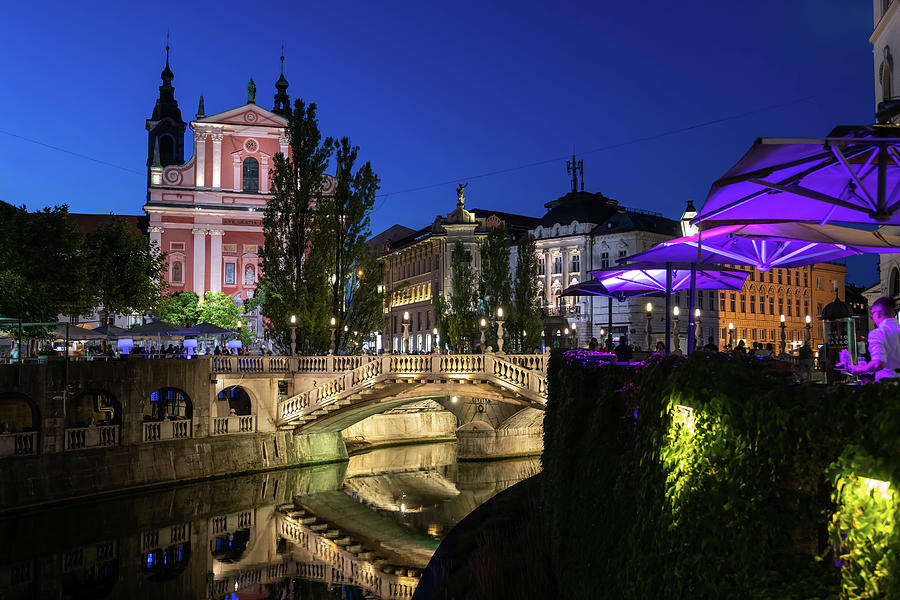 Ljubljana by Night in Slovenia Photograph by Artur Bogacki