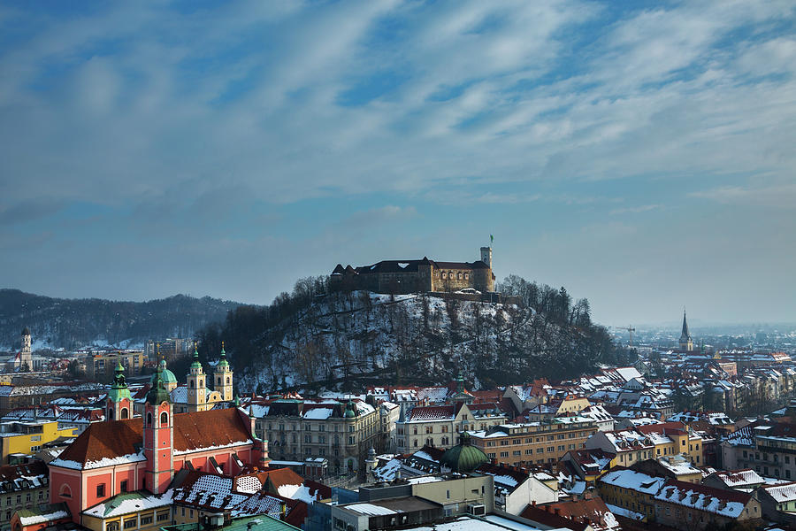 Ljubljana Castle and city centre Photograph by Ian Middleton
