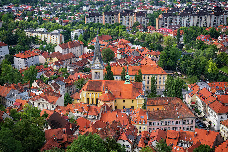 Ljubljana Cityscape With St James Church Photograph by Artur Bogacki
