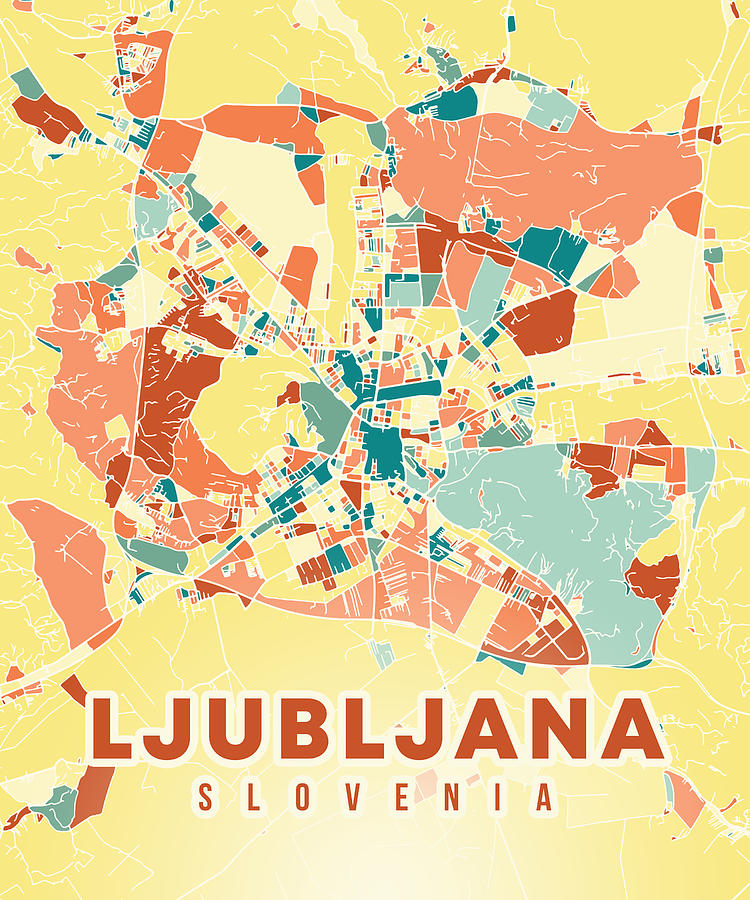 Ljubljana Slovenia Map Digital Art by Alexandru Chirila - Fine Art America