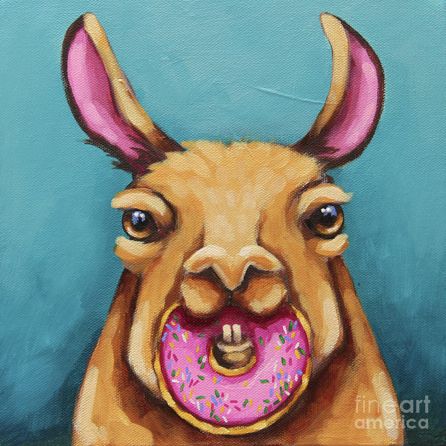 Llama Breakfast Painting by Lucia Stewart