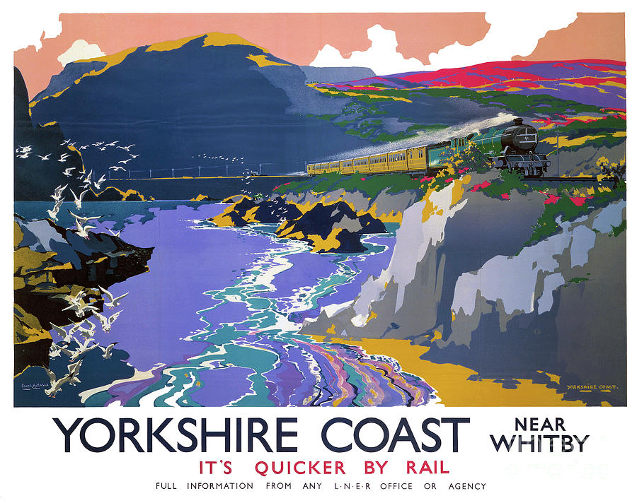 Vintage Mixed Media - LNER Railways UK, Yorkshire Coast, Whitby,  Vintage Poster by Luminosity