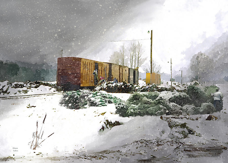 Loading Christmas Trees - Northern Michigan Painting by Glenn Galen