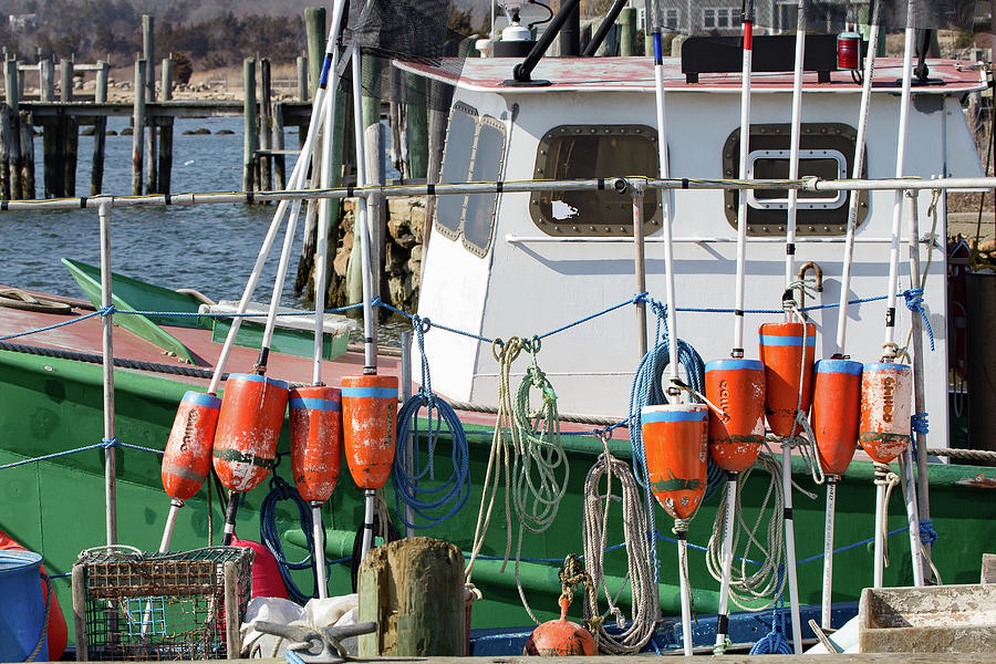 Lobster Boat and Buoys Photograph by Denise Kopko