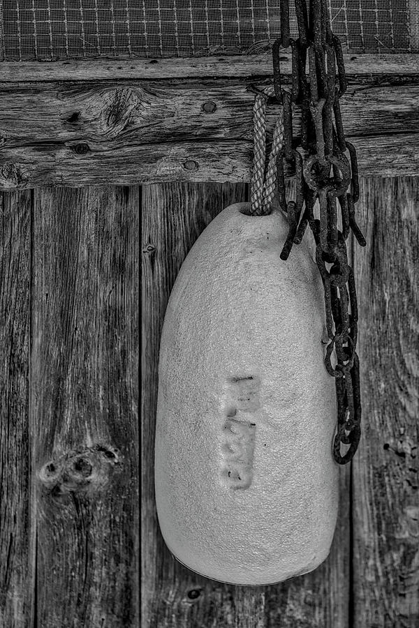 Lobster Buoy and Chain BW Photograph by Susan Candelario