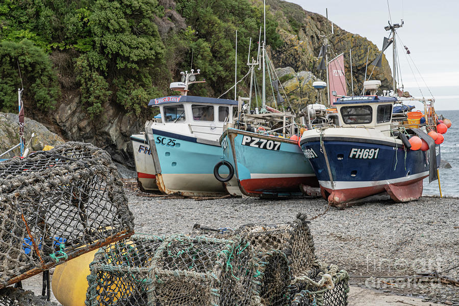 Lobster Traps Fishing Boats Cadgwith England a Fishing Town  Photograph by Wayne Moran