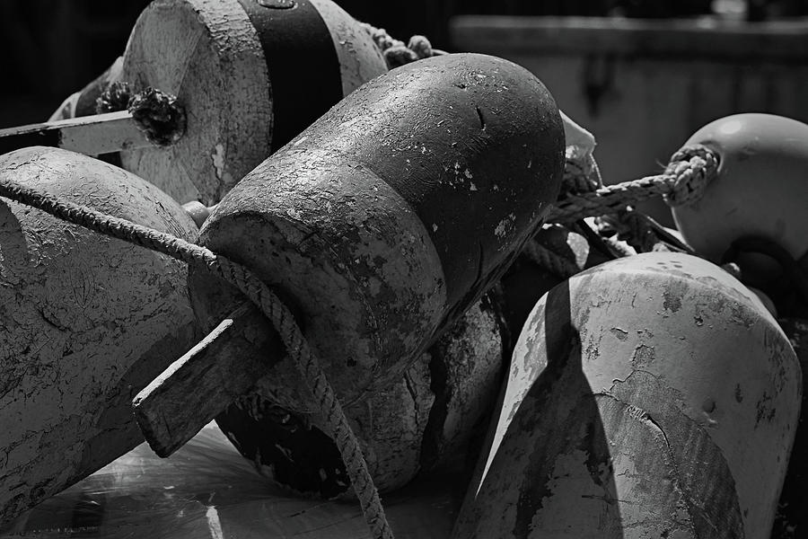 Lobstering Buoys in Black and White 3 Photograph by Nadalyn Larsen