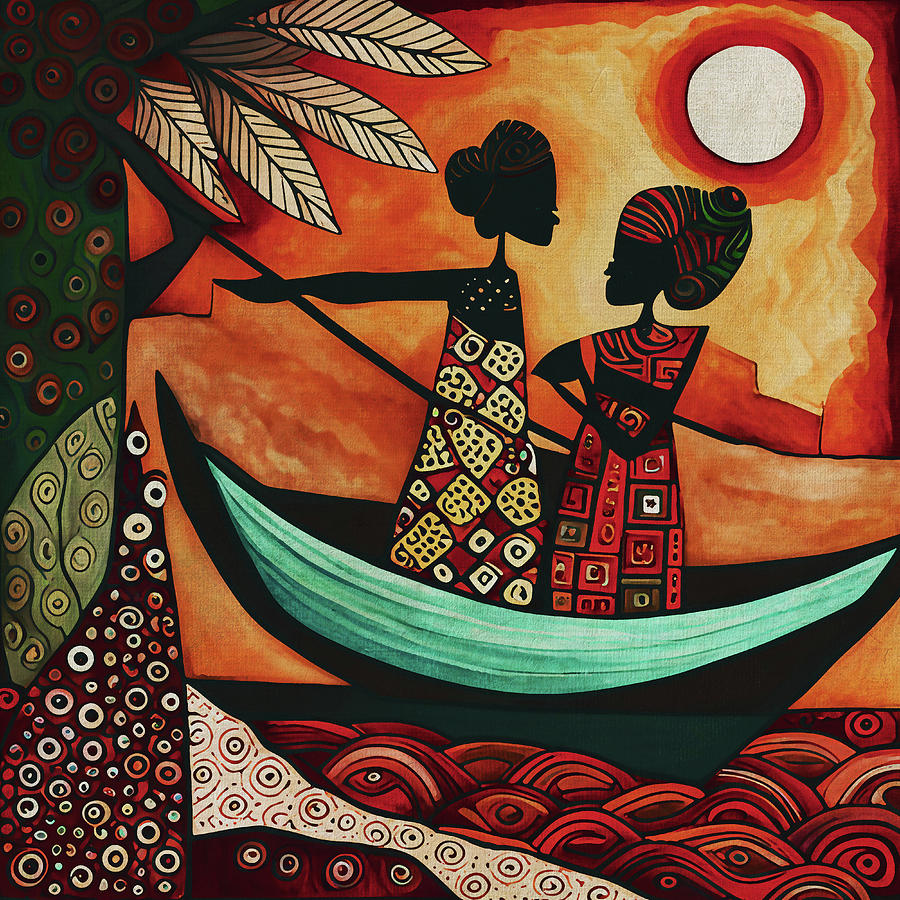 Local fisherwomen from Africa Painting by Jan Keteleer
