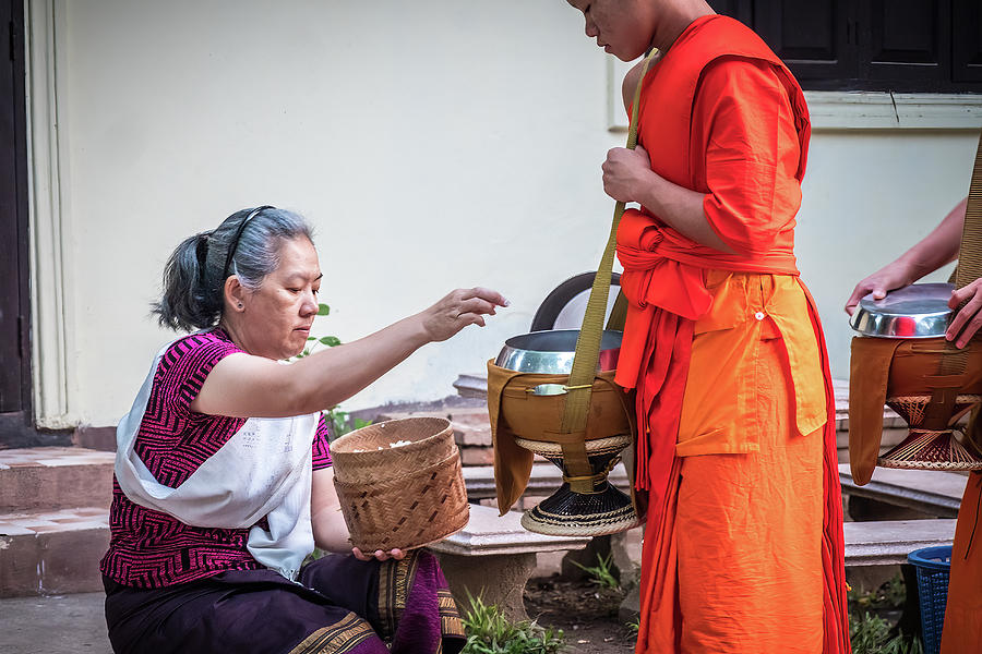 Luang Prabang Photograph - Local Giving by Marla Brown