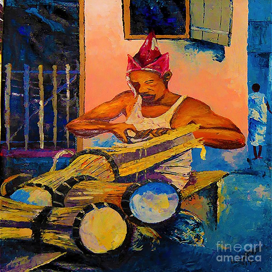 Local Yoruba Man who makes the talking Drum Painting by Parker