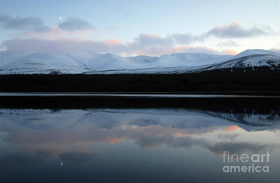 Loch Morlich - moon and cloud reflections Photograph by Phil Banks