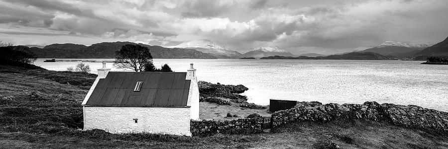 Loch Torridon Cottage Black and white scottish highlands Photograph by Sonny Ryse