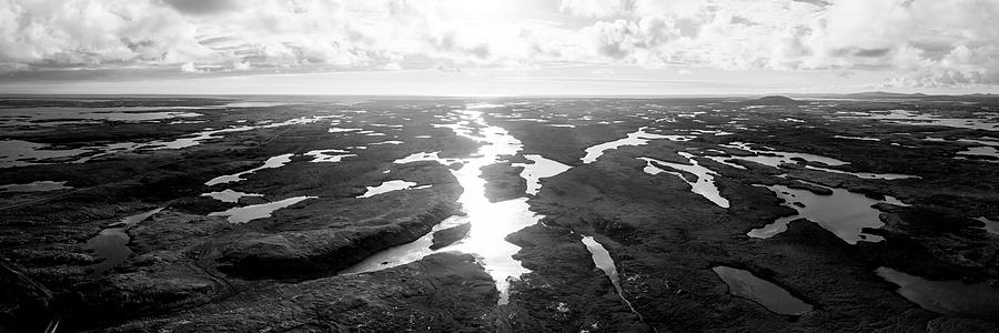 Lochs of North Uist Aerial Black and white Outer Hebrides Photograph by Sonny Ryse