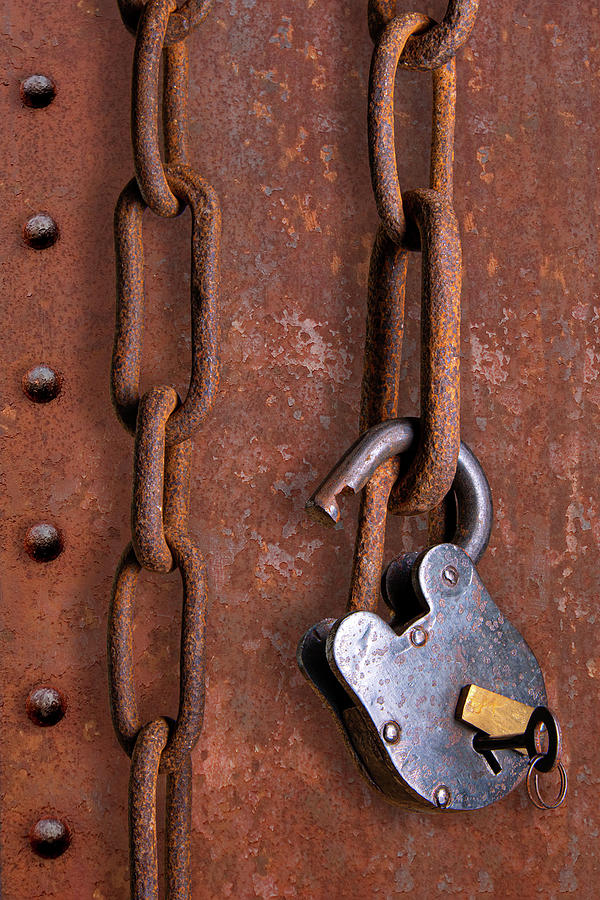 Vintage Photograph - Lock and Chain by Tom Mc Nemar