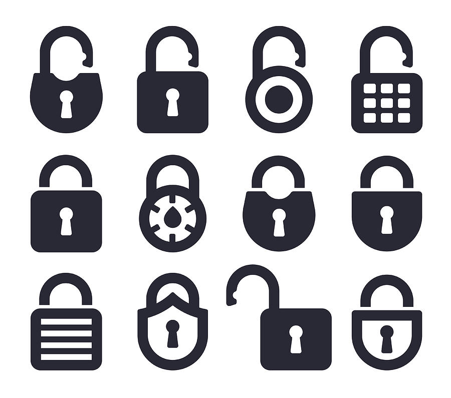 Lock Icons and Symbols Drawing by Filo