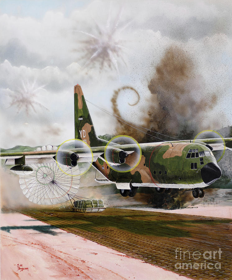 Lockheed C-130A Hercules Painting by Steve Ferguson