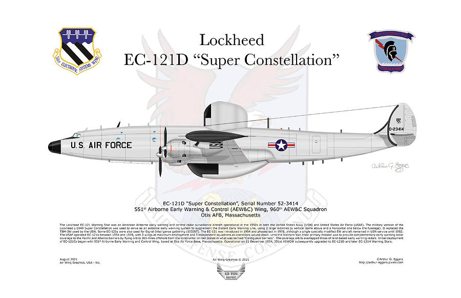 Lockheed Digital Art - Lockheed EC-121D Super Constellation 960AEWCS by Arthur Eggers