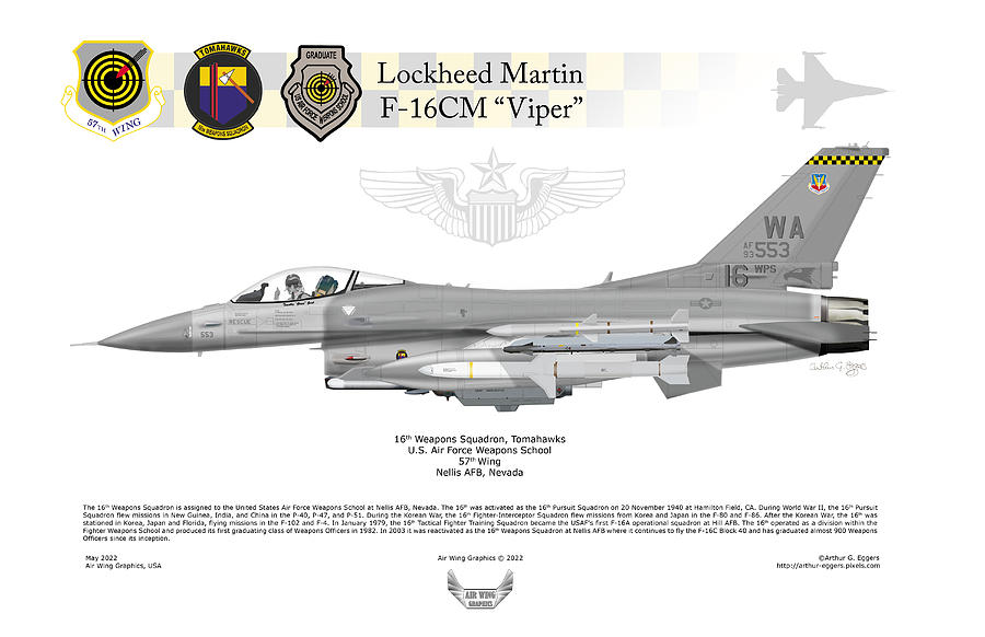 Lockheed Martin F-16CM 16thWS Graduate SrWings Digital Art by Arthur Eggers
