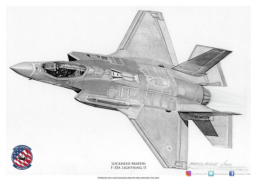 Lockheed Martin F35 Lightning II Drawing by Marcelo Allende Pixels