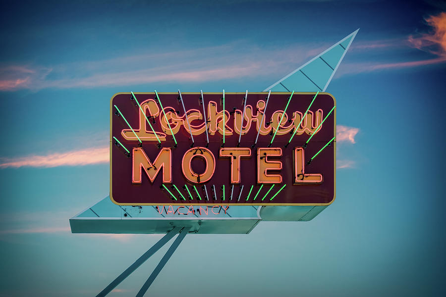 Up Movie Photograph - Lockview Motel Vintage Neon by Enzwell Designs