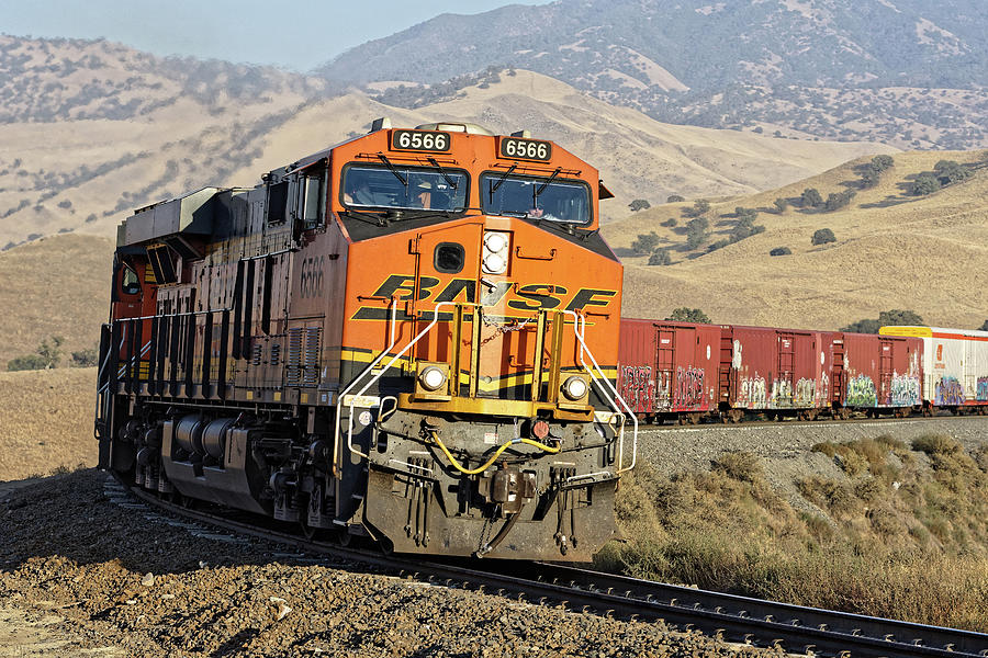Locomotive Breath -- BNSF Freight Train in the Tehahapi Mountains, California Photograph by Darin Volpe